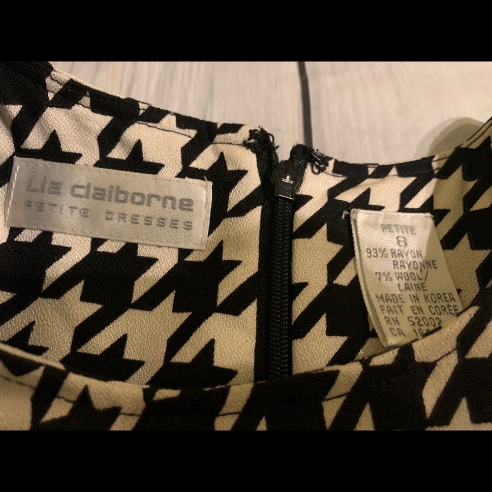 VTG Liz Claiborne Size 8P Houndstooth Print Dress - Picture 8 of 9